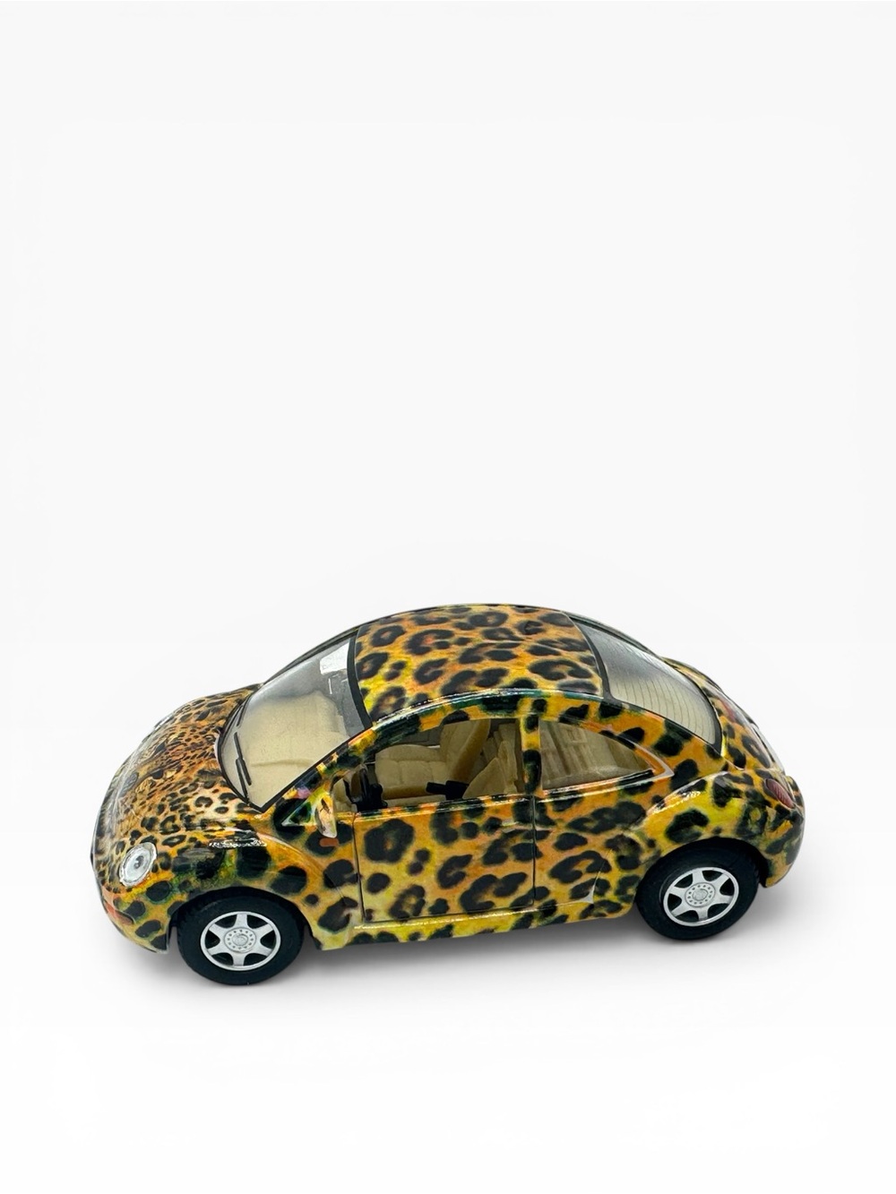 Leopard-Print Toy Beetle Car for Kids - Yellow/Black
